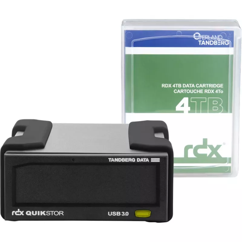 RDX išorinis diskų rinkinys Tandberg Data O-T su 4 TB HDD, USB 3.2 Gen 1, juodas, nuolatinis 260 MB/s
