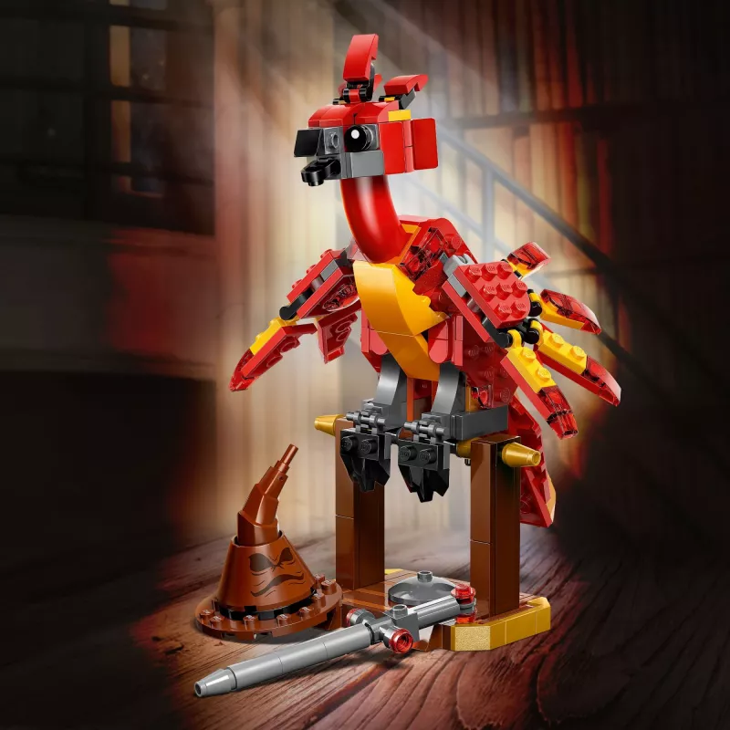 Sukonstruojamas LEGO Fawkes'as – Dumbledore Fenikso modelis 76448, 299 detalės, 160 mm aukštis, amžius 8+