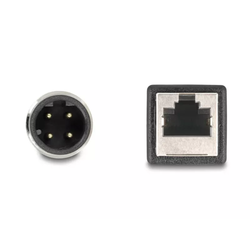DeLOCK M12 adapterio kabelis D-koduotas 4 kontaktų kištukas į RJ45 lizdą 50 cm