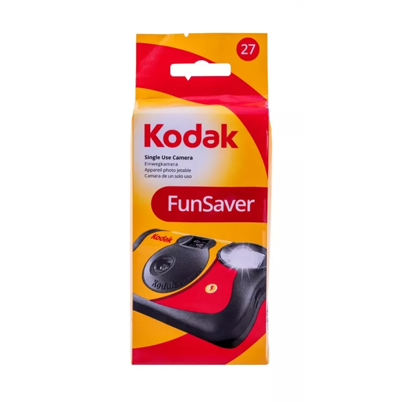 Kodak FunSaver blykstės vienkartinis fotoaparatas, spalvota juosta ir blykstė, 27 nuotraukos, ISO 400