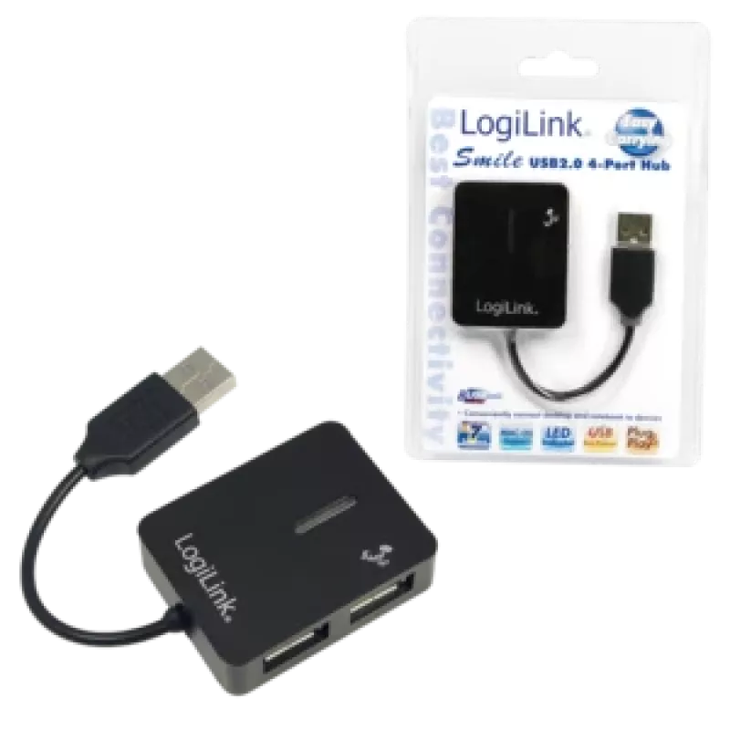 USB šakotuvas LOGILINK UA0139 — 4 prievadų USB 2.0, 480 Mbit/s, juodas