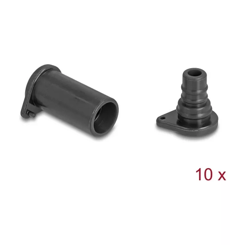 DeLOCK 60671 prievadų apsauginiai dangteliai 10 vnt. DL4 silikoniniai juodi 14x29x14 mm