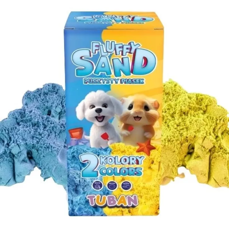 Vaikų kūrybos rinkinys TUBAN Tuban SET FLUFFY SAND – mėlynas ir geltonas, 2 × 70 g, amžius 3+