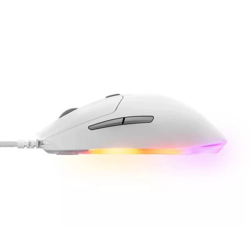 Žaidimų pelė STEELSERIES Rival 3 Gen 2 — optinė, 8500 DPI, laidinė USB Type-A, dešiniarankė, balta, 77 g