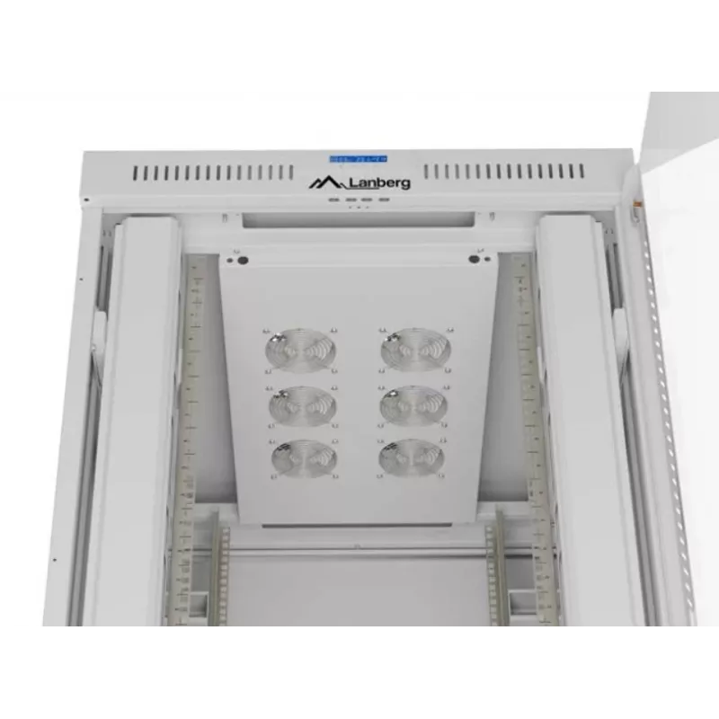 Serverių spinta LANBERG FF01-8047-12SL 47U 800x1000 mm pilka su priekinėmis ir galinėmis stiklinėmis durelėmis bei vieta LCD skydeliui