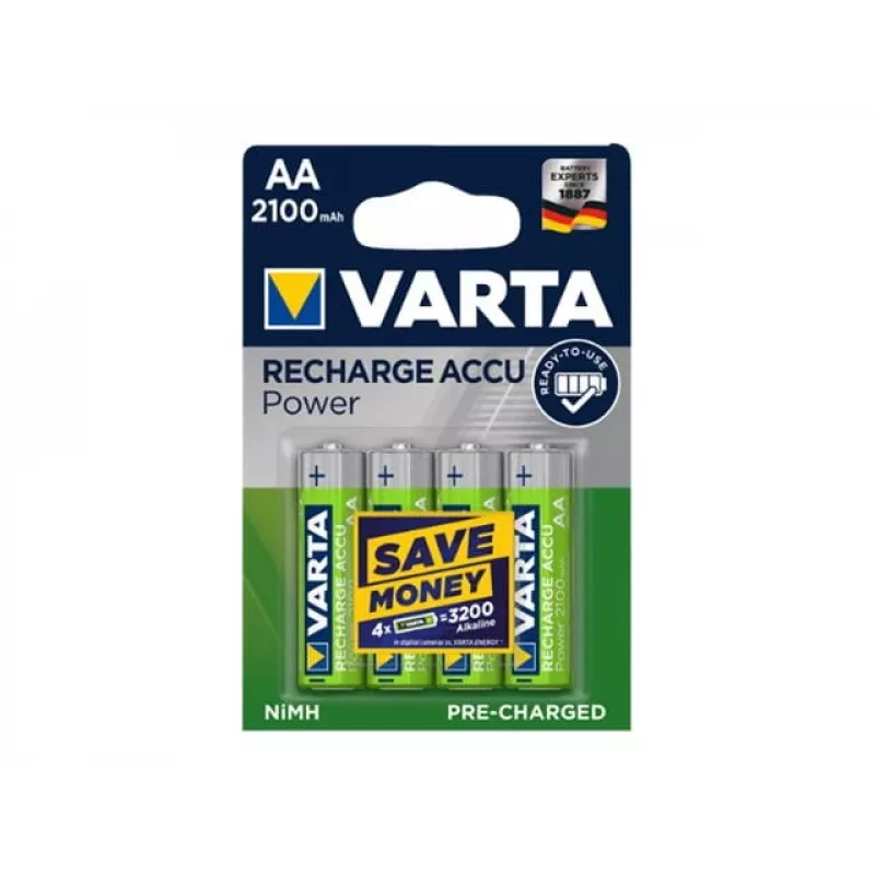 VARTA HR6 AA įkraunama baterija Accu Power 2100 mAh 56706 Įkraunamos baterijos 4 vnt. Žalia, Geltona
