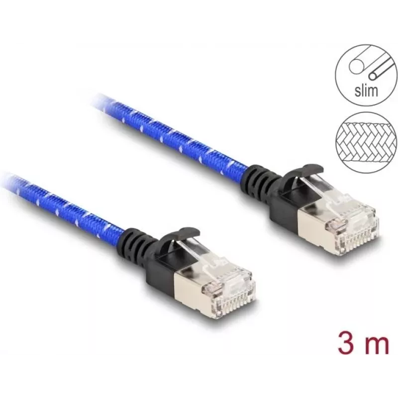 Tinklo kabelis DeLOCK RJ45 plonas 3m Cat6A U/FTP Mėlynas