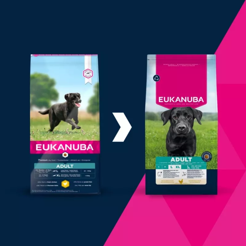 Sausas šunų maistas EUKANUBA Adult Large vištiena 15 kg — suaugusių didelių veislių pilnavertis sausas maistas, vištiena, 15 kg
