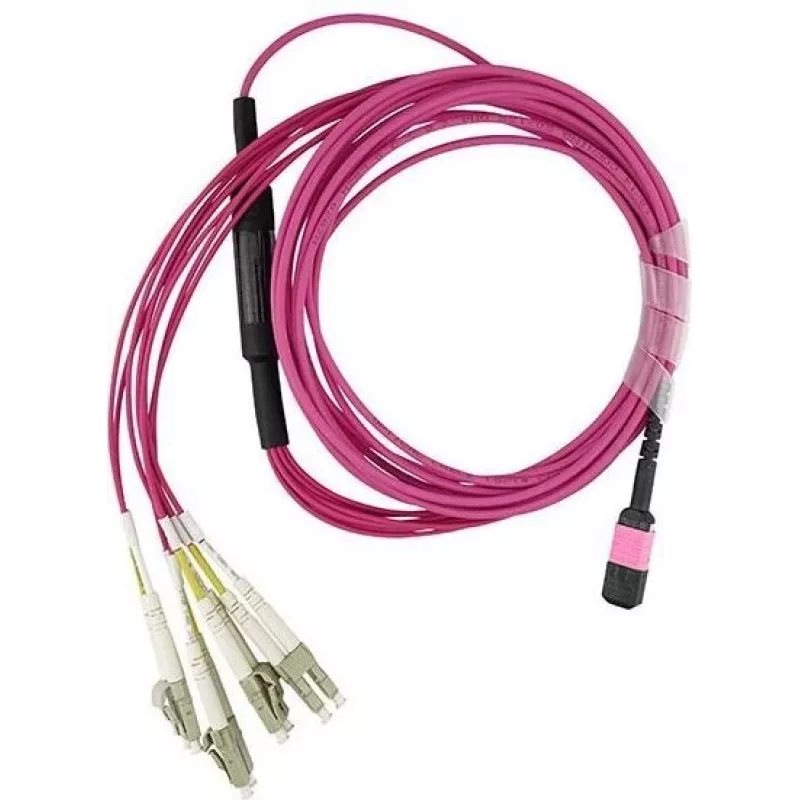 BlueOptics MPO/UPC į 4×Duplex LC/UPC atšakos pataisų kabelis 7,5 m, daugiamodis OM4 G50/125µm, 3,0 mm LSZH, 8 gyslos, MPO be kaiščių, purpurinis