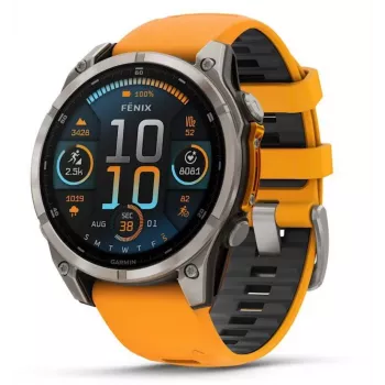 Garmin Fenix 8 3,56 cm (1,4) AMOLED 51 mm Skaitmeninis 454 x 454 pikseliai Liečiamas ekranas Titanas Wi-Fi GPS (palydovas)