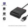ID kortelių skaitytuvas QOLTEC Smart chip ID card scanner — USB, juodas, 84,5×65×16 mm, 63 g