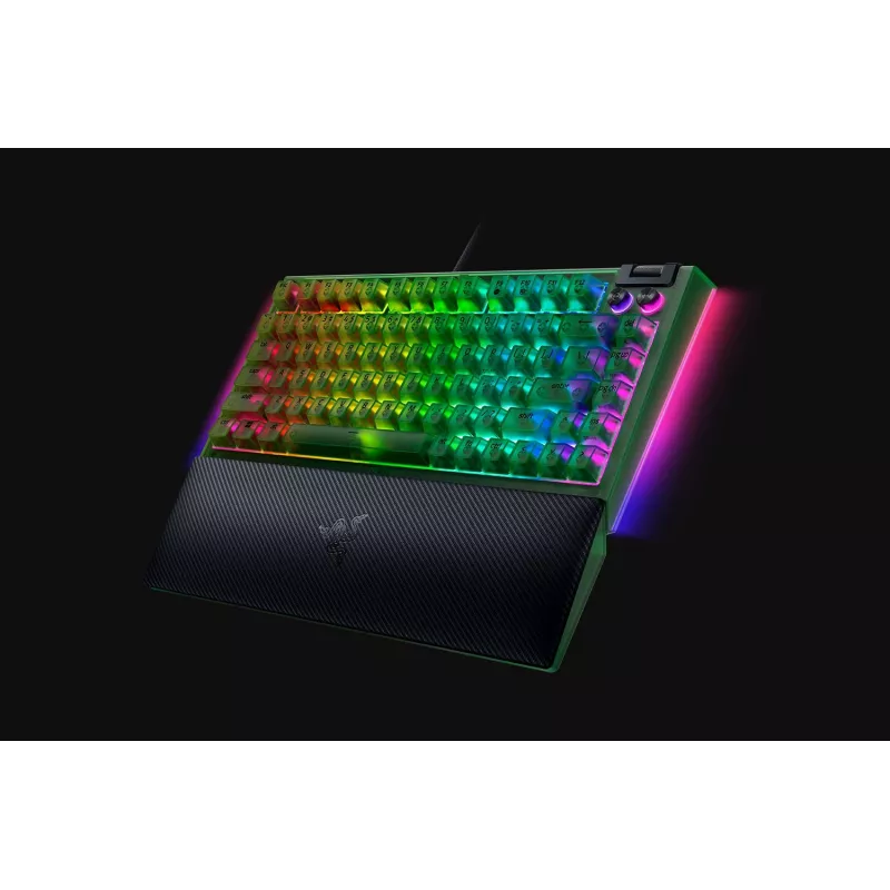 Mechaninė žaidimų klaviatūra Razer JuodaWidow V4 75% – laidinė, JAV išdėstymas, Phantom Green Edition, Razer mechaniniai taktiliniai jungikliai