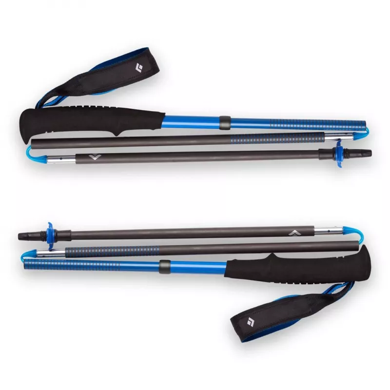 Trekking lazdos Juoda Diamond Distance Carbon Z, sulankstomas anglies pluošto kotas, 120 cm, 280 g, 3 segmentų
