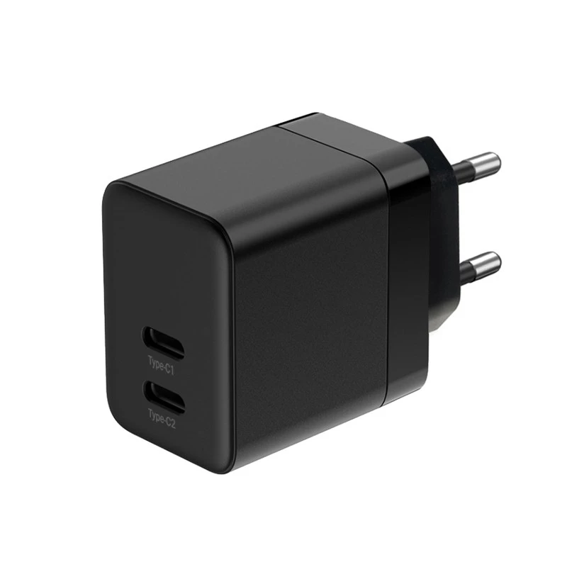 Crong sieninis pakrovėjas Ultra Compact GaN 35W PD 3.0 2x USB-C (juodas)