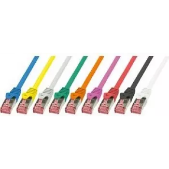 LogiLink CQ2077S RJ45 tinklo kabelis, jungiamasis kabelis CAT 6 S/FTP 5,00 m geltonas, atsparus liepsnai, su fiksatoriumi