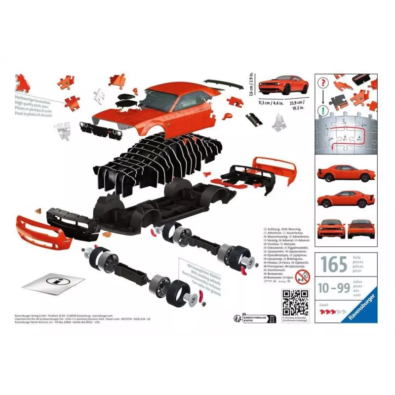 3D Puzzle Ravensburger Dodge Challenger R/T Scat Pack Widebody 108 vnt.