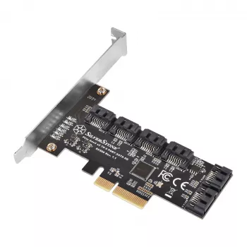 SidabrinėSTONE Serial ATA valdiklis SST-ECS06 — PCIe kortelė su 6 SATA prievadais