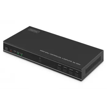 Vaizdo sienos valdiklis DIGITUS DS-55358 – 4 ekranai, iki 4K (3840×2160) @30Hz, DisplayPort 1.2a, metalinis korpusas, mygtukų valdymas