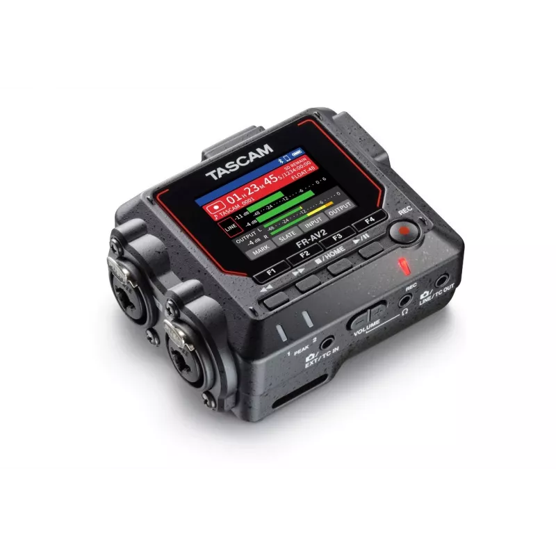 Nešiojamasis garso įrašymo įrenginys Tascam FR2-AV — 2 takelių, 2 XLR kombinuoti įėjimai, USB-C sąsaja, 48–192 kHz, 24/32 bitų, „microSD“ iki 512 GB