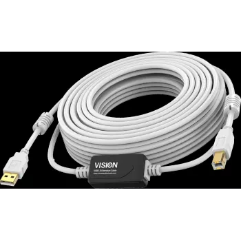 Vision White USB 2.0 kabelis 10 m USB A į USB B 0,48 Gbit/s