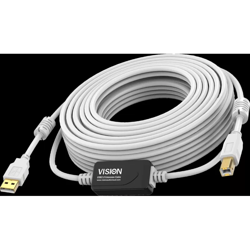 Vision White USB 2.0 kabelis 10 m USB A į USB B 0,48 Gbit/s
