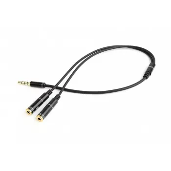Garso adapteris Gembird CCA-417M 2×3.5mm kištukas į 3.5mm lizdą, 0.2 m, juodas