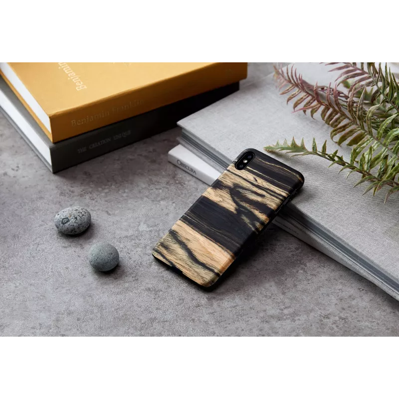 man and wood telefono dėklas iPhone XS Max — balta juodmedžio juoda