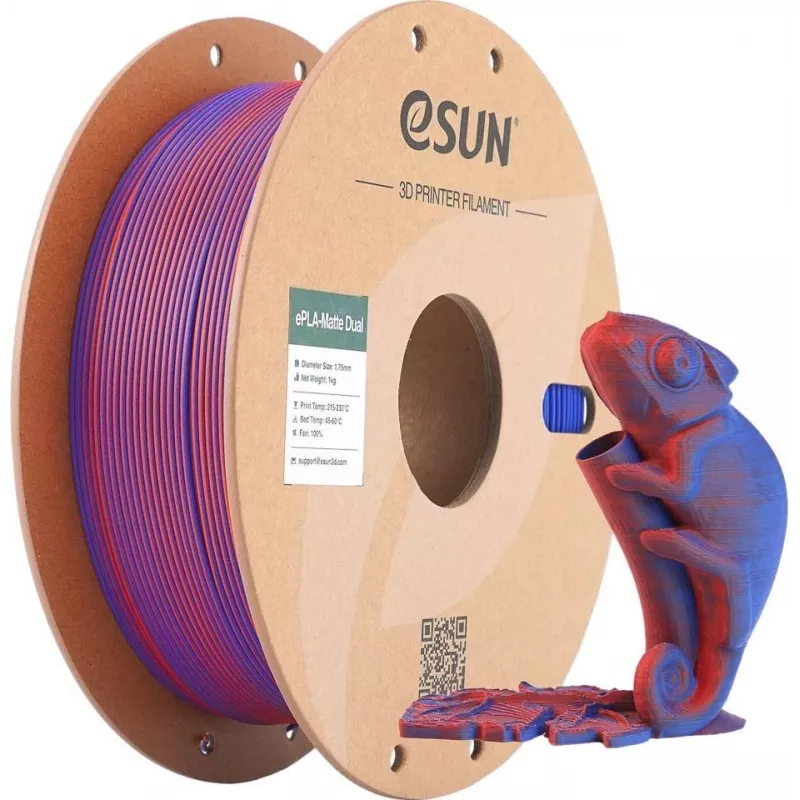 PLA MATTE DUAL 1,75mm RAUDONA MĖLYNA 1kg ESUN 3D SIJONĖLIS (PLA-MTD175B-RU1P1)