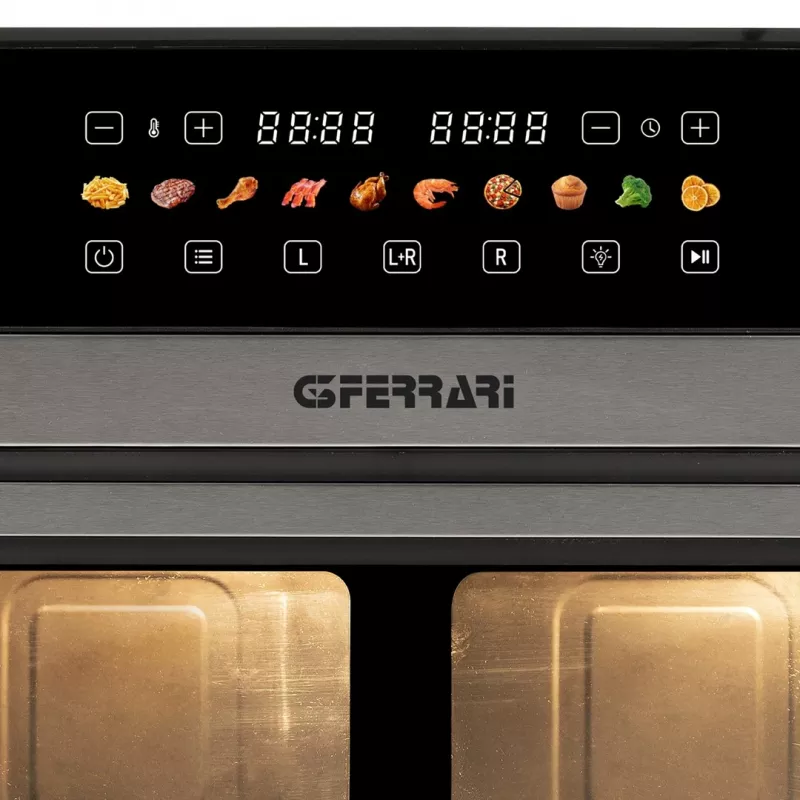 G3 Ferrari G10223 gruzdintuvė Dviguba 12 L Laisvai pastatoma 2200 W Karšto oro gruzdintuvė Juoda, Nerūdijantis plienas