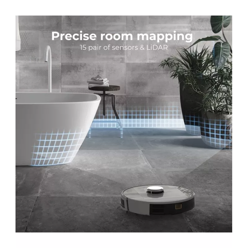 AENO Robot Vacuum Cleaner RC2S: šlapias ir sausas valymas, išmanus valdymas AENO programa, galingas japoniškas Nidec variklis, turbo režimas