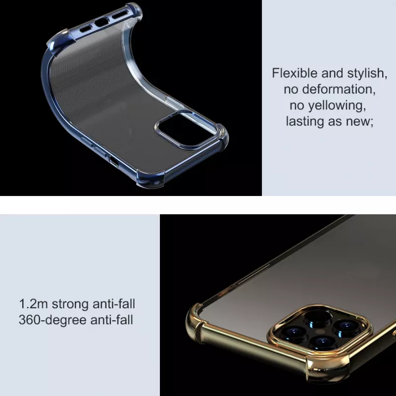 Minkštas dėklas Devia, skirtas iPhone 12 Pro Max — smūgiams atsparus, blizgantis sidabrinis