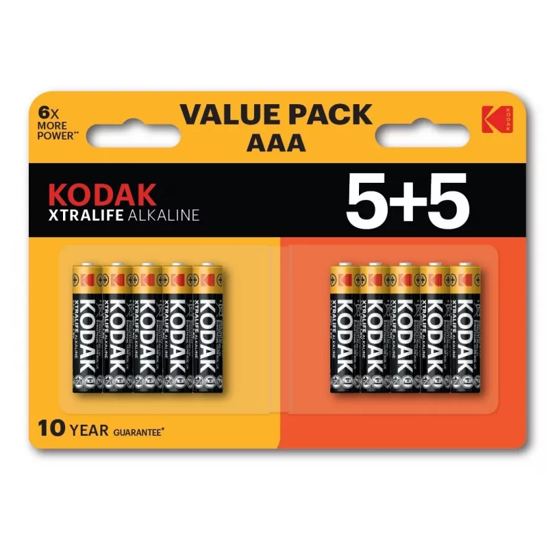 Kodak XTRALIFE šarminė AAA baterija 10 (5+5 pakuotė)