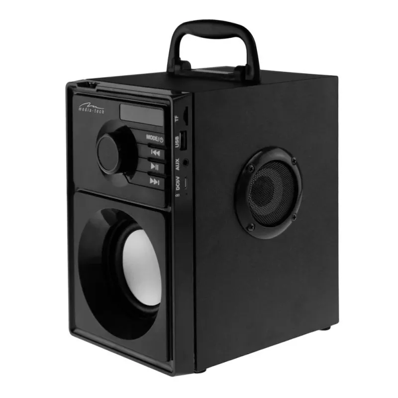 Belaidis garsiakalbis MEDIA-TECH MT3179, 20 W (RMS 15 W), Bluetooth 5.1, FM, MicroSD, USB, AUX, ličio jonų, 6 val., medinis korpusas