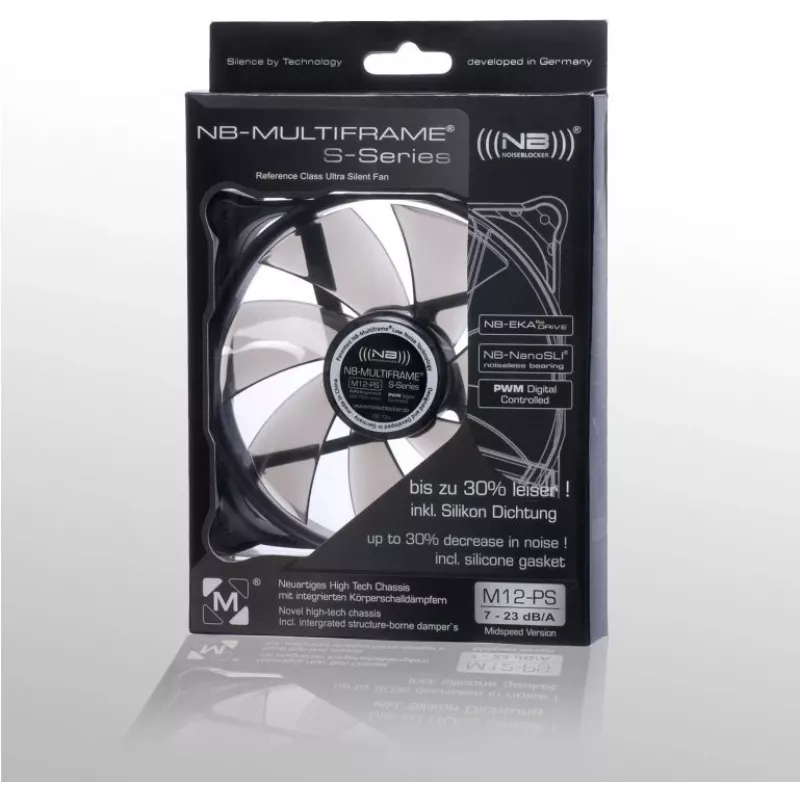 NOISEBLOCKER Multiframe MF12-PS 120 mm korpuso ventiliatorius