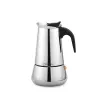 Moka puodas Maestro MR-1660 0,2 l nerūdijančio plieno viryklės kavos virimo aparatas, 4 puodeliai, juoda rankena