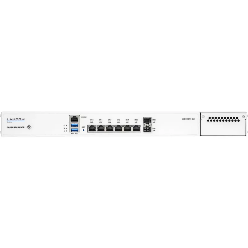 LANCOM R&S Unified Firewall UF-360 - Ugniasienė - 8 prievadai - GigE - 1U - montuojama į stelažą