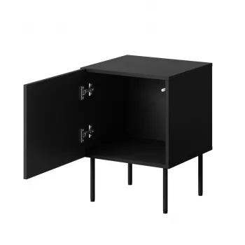 2 vnt. naktinių staliukų rinkinys cama meble PALAZZO 44,5×40×59 cm juodos ir ąžuolo medienos – 1 durelės, matinis laminatas, metalinės kojelės