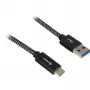 USB 3.2 Gen 2 laidas, USB-A kištukas > USB-C kištukas (juoda/pilka, 0,5 metro, aptrauktas)