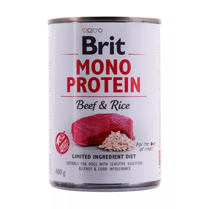 BRIT Mono Protein Beef & Rice - šlapias šunų maistas - 400g