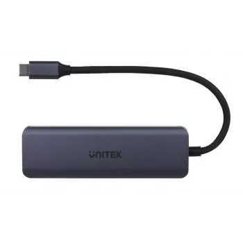 UNITEK uHUB Q4 USB šakotuvas Type-C 5000 Mbit/s Pilka