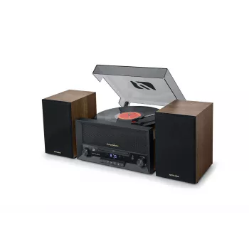 Namų garso midi sistema muse MT-120 MB — 20 W RMS, 2 krypčių garsiakalbiai, kintamoji srovė 100–240 V 50/60 Hz, juoda/skaidri/medžio