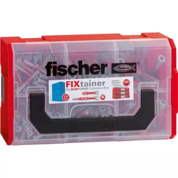 Fischer FIXtainer -DUOPOWER trumpas / ilgas - kaištis - šviesiai pilkas / raudonas - 210 vnt.