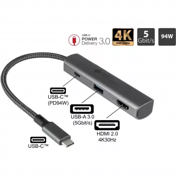 USB Type-C šakotuvas Alcasa HUB-C002A 5000 Mbit/s HDMI USB 3.0