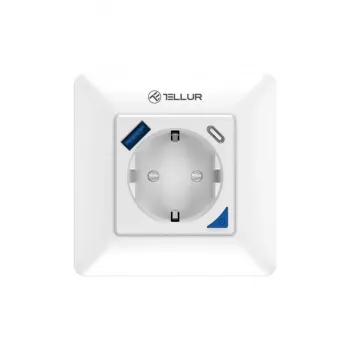Išmanusis WiFi sieninis kištukas Tellur TLL331531 — 3600W 16A, nuotolinis valdymas per Wi‑Fi