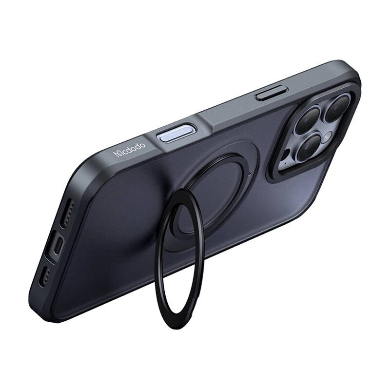 Apsauginis dėklas Mcdodo PC-4932, skirtas iPhone 16 Pro, su integruotu stovu, juodas