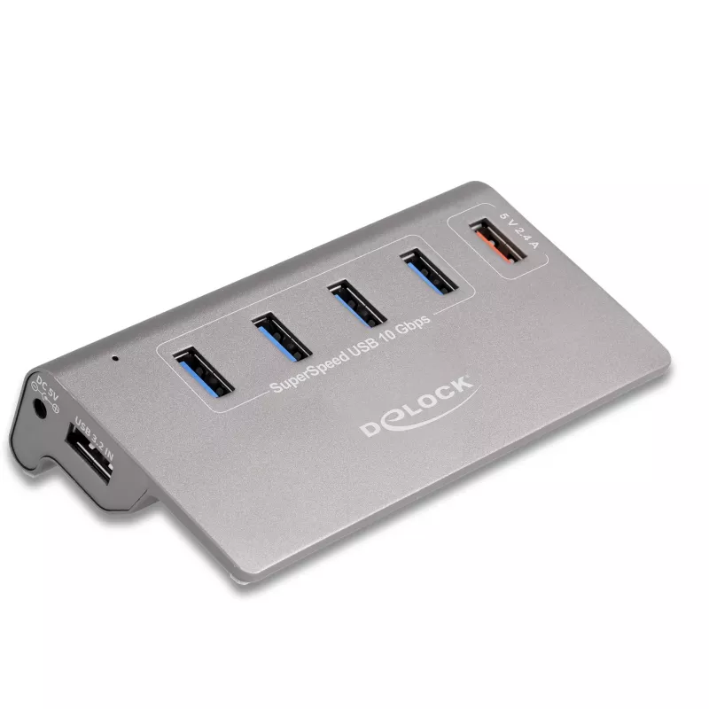 DeLOCK USB šakotuvas 10 Gbps 4 Type-A prievadai 1 greitojo įkrovimo prievadas