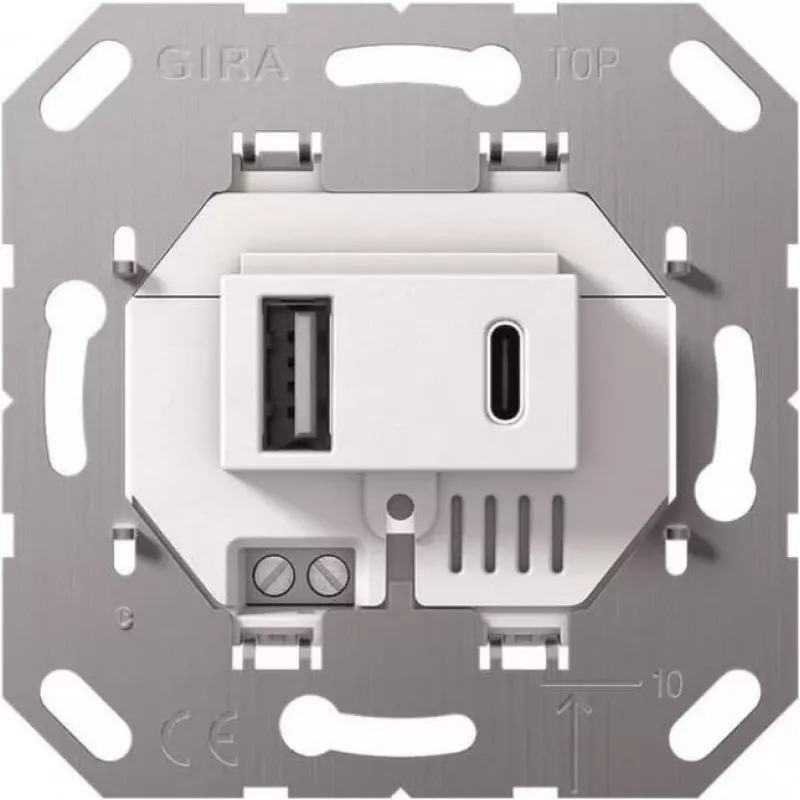 Gira USB maitinimo šaltinis 2f TypA/C įdėklas baltas 234900 (234900)