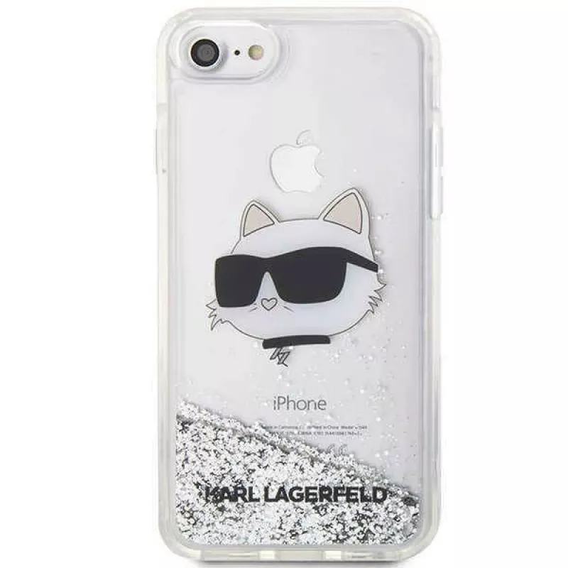 Karl Lagerfeld | Originalus dėklas IPHONE SE 2022/SE 2020/7/8 Karl Lagerfeld kietas dėklas su blizgučiais Choupette galva (KLHCI8LNCHCS)