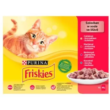Friskies Mix mėsa - šlapias kačių maistas - 12 x 85 g