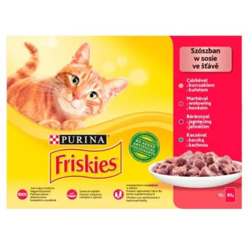 Friskies Mix mėsa - šlapias kačių maistas - 12 x 85 g